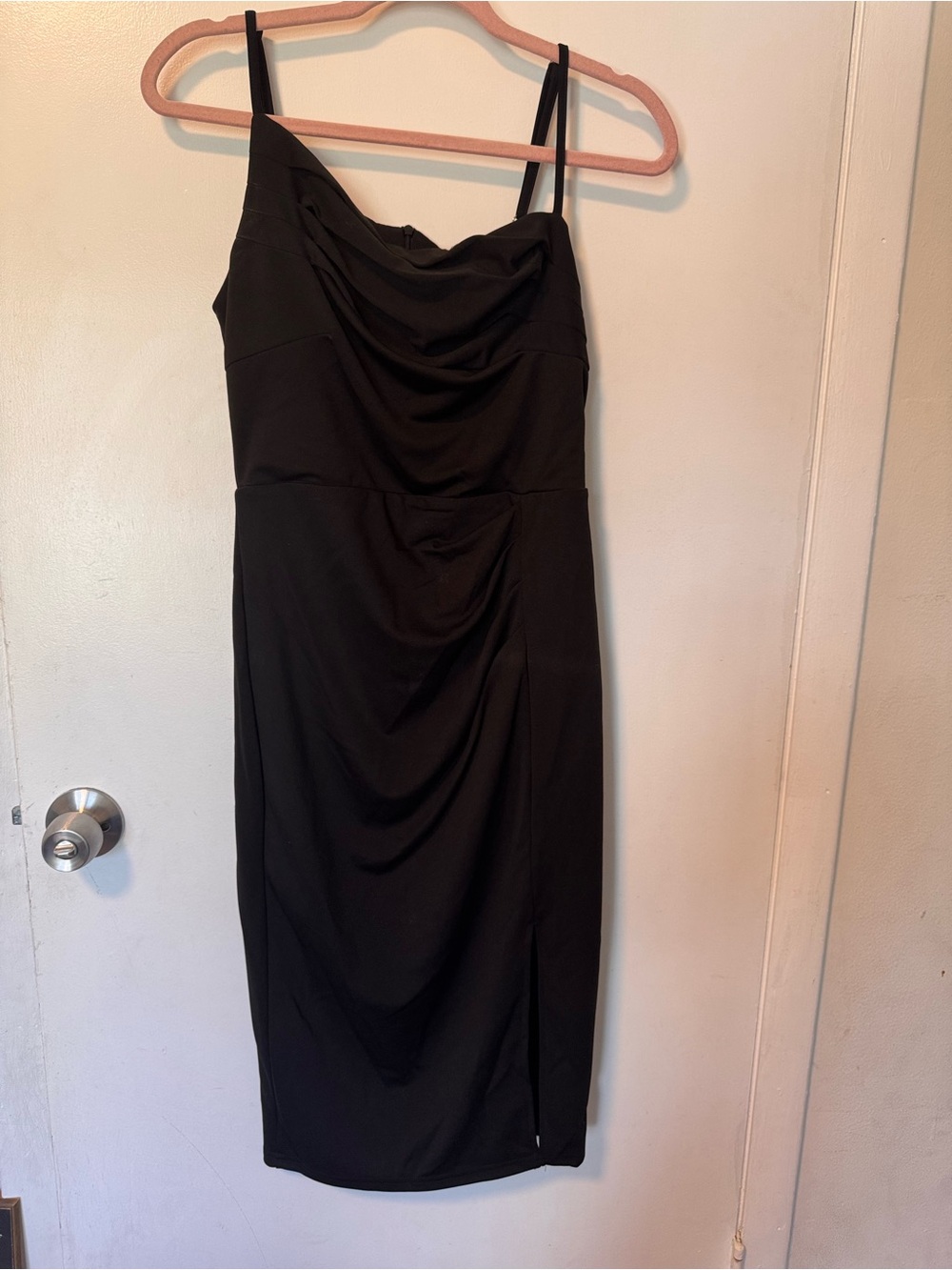 Black Sleeveless Draped Midi Dress